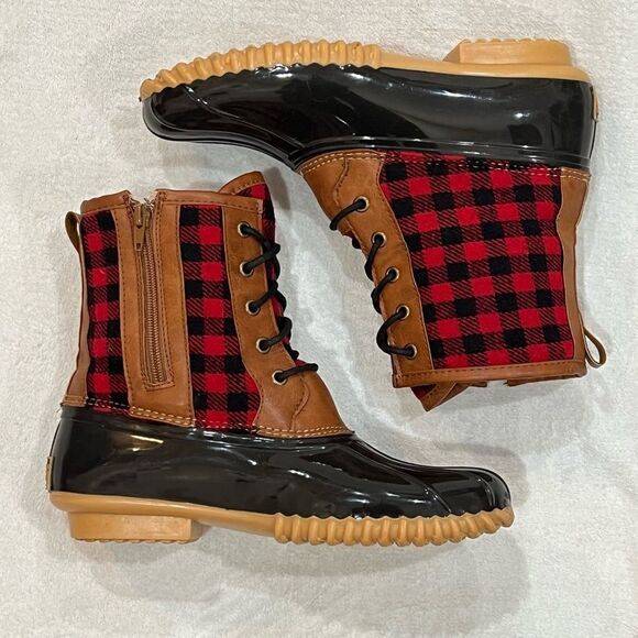 Totes Buffalo Plaid Duck Boots Size 8 - Picture 9 of 15